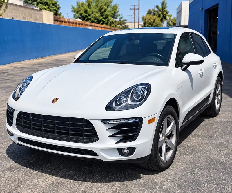 The same 2018 Porsche Macan after repair, front view